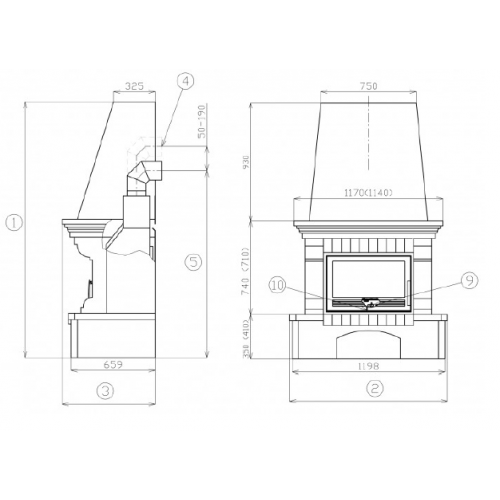 Каминная облицовка ABX Oxford klasik (белый цоколь, балка песчаник)_1 Каминная облицовка ABX Oxford klasik (белый цоколь, балка песчаник)_1