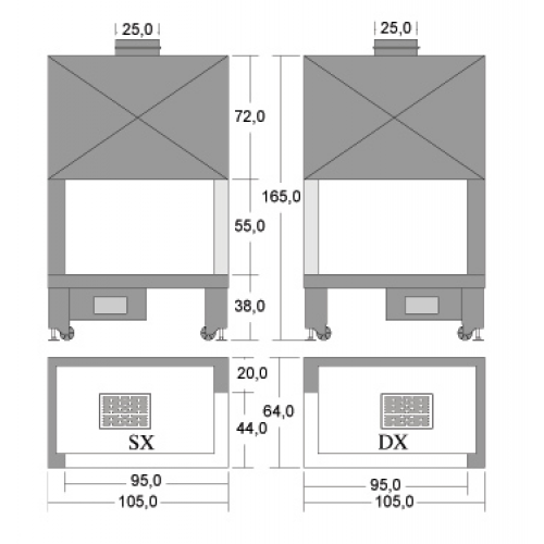 Каминная топка Grilli Caminetti AF 2000 105 SX/DX VT Ghisa_1 Каминная топка Grilli Caminetti AF 2000 105 SX/DX VT Ghisa_1