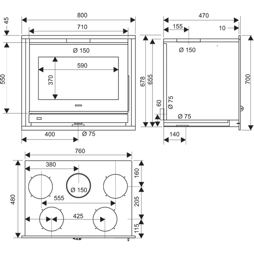Каминная топка Richard Le Droff 800 FV_1 Каминная топка Richard Le Droff 800 FV_1