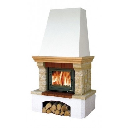 Камин Glasgow Klasik белый цоколь, деревянная балка_0 Камин Glasgow Klasik белый цоколь, деревянная балка_0