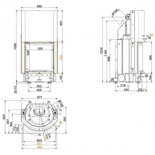 Каминная топка Brunner Compact 57/55 сферическое стекло, вертикальное открытие (с подъемом)_1 Каминная топка Brunner Compact 57/55 сферическое стекло, вертикальное открытие (с подъемом)_1