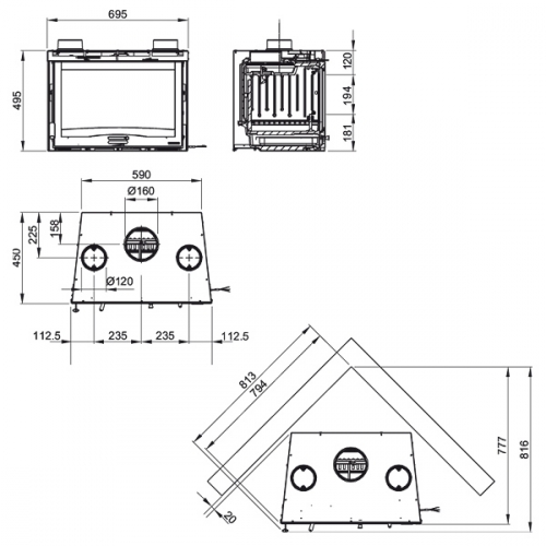 Каминная топка La Nordica Insert 70 H49 Wentylator_1 Каминная топка La Nordica Insert 70 H49 Wentylator_1