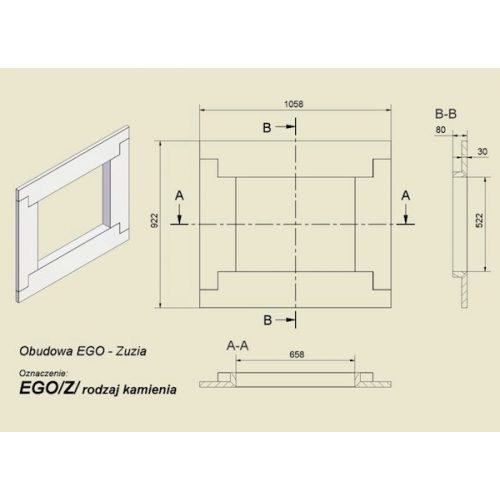 Каминный портал Kratki Travertyn для топок Zuzia, Eryk_1 Каминный портал Kratki Travertyn для топок Zuzia, Eryk_1