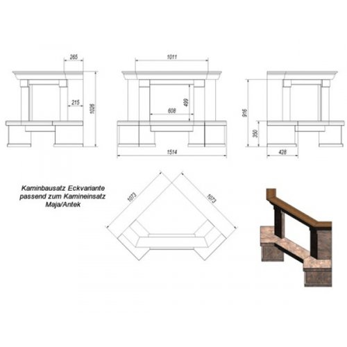 Каминная облицовка Kratki Amore угловая (Maja/Antek)_1 Каминная облицовка Kratki Amore угловая (Maja/Antek)_1
