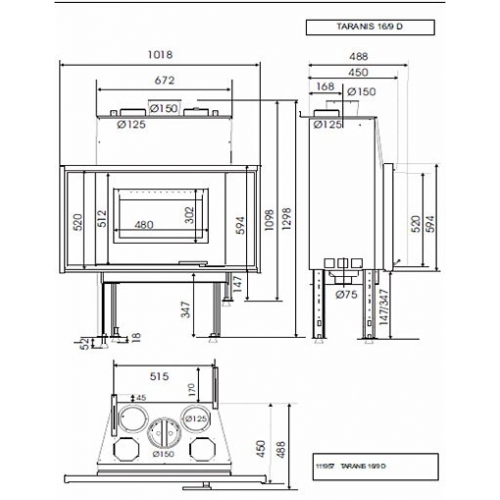 Каминная топка Supra Taranis 16-9 D_2 Каминная топка Supra Taranis 16-9 D_2