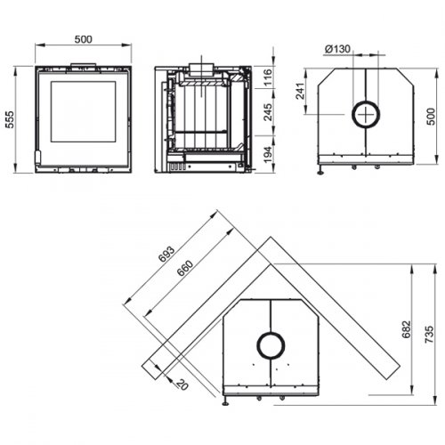 Каминная топка La Nordica Insert 50 Crystal Wentylator_1 Каминная топка La Nordica Insert 50 Crystal Wentylator_1