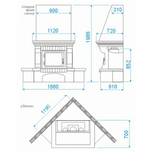 Каминная облицовка ABX Glasgow Klasik (угловой, балка песчаник)_1 Каминная облицовка ABX Glasgow Klasik (угловой, балка песчаник)_1