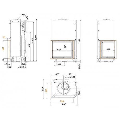 Каминная топка Brunner Eck-Kamine 57/67/44 вертикальное открытие, левый угол (с подъемом)_2 Каминная топка Brunner Eck-Kamine 57/67/44 вертикальное открытие, левый угол (с подъемом)_2