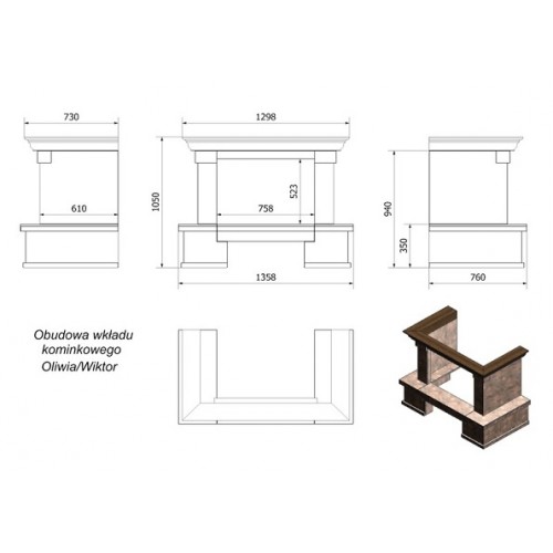 Каминная облицовка Kratki Rimini для топок Oliwia, Wiktor_1 Каминная облицовка Kratki Rimini для топок Oliwia, Wiktor_1