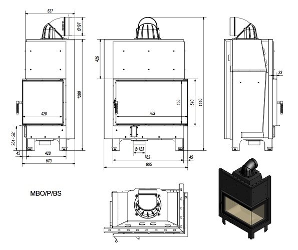 Топка MBO/15/P/BS, Г-образное стекло справа_1 Топка MBO/15/P/BS, Г-образное стекло справа_1