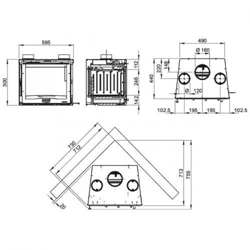 Каминная топка La Nordica Insert 60 Wentylator_1 Каминная топка La Nordica Insert 60 Wentylator_1