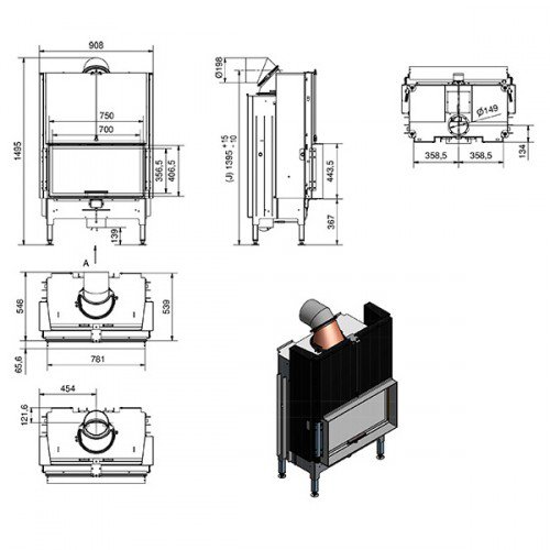 Каминная топка Rais Visio 1_2 Каминная топка Rais Visio 1_2