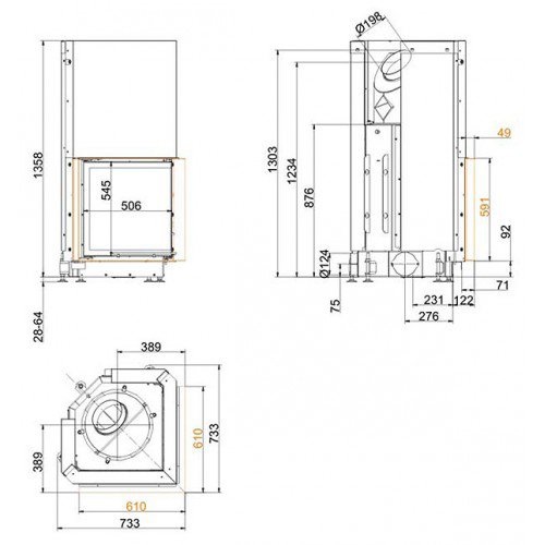 Каминная топка Brunner Eck-Kamine 57/52/52 горизонтальное открытие (без подъема)_1 Каминная топка Brunner Eck-Kamine 57/52/52 горизонтальное открытие (без подъема)_1