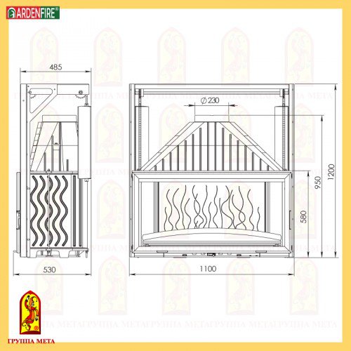 Чугунная топка Мета Ardenfire Камилла 1100П_1 Чугунная топка Мета Ardenfire Камилла 1100П_1