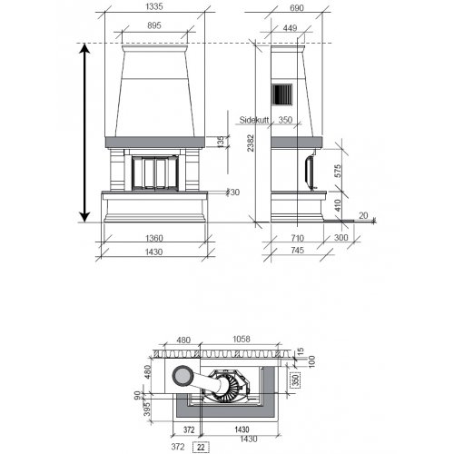 Каминная облицовка Nordpeis Finse (высокая)_1 Каминная облицовка Nordpeis Finse (высокая)_1