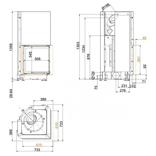 Каминная топка Brunner Eck-Kamine 57/52/52 вертикальное открытие (с подъемом)_2 Каминная топка Brunner Eck-Kamine 57/52/52 вертикальное открытие (с подъемом)_2