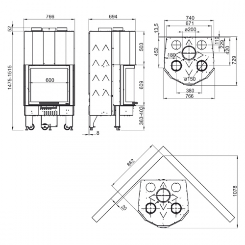 Каминная топка La Nordica Monoblocco 600 Panoramic_4 Каминная топка La Nordica Monoblocco 600 Panoramic_4