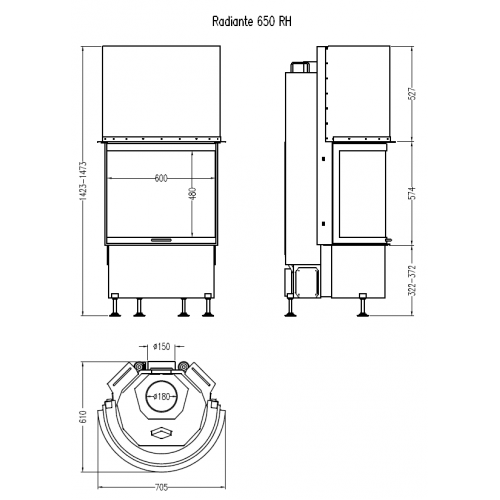 Каминная топка Hark Radiante 650/57 RH_1 Каминная топка Hark Radiante 650/57 RH_1