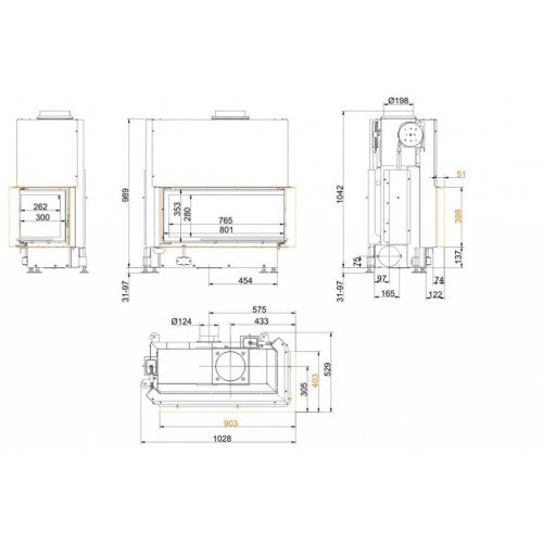 Каминная топка Brunner Architecture-Eck 38/86/36 с правым углом_2 Каминная топка Brunner Architecture-Eck 38/86/36 с правым углом_2