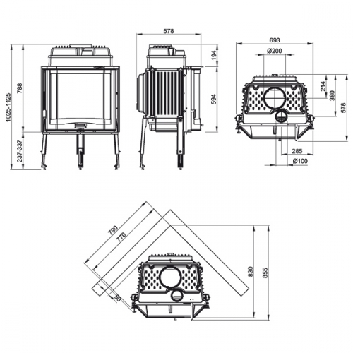 Каминная топка La Nordica Focolare 70 Prismatico_2 Каминная топка La Nordica Focolare 70 Prismatico_2