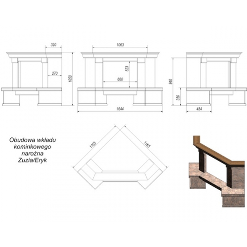 Каминная облицовка Kratki Etna угловая (Zuzia/Eryk)_1 Каминная облицовка Kratki Etna угловая (Zuzia/Eryk)_1