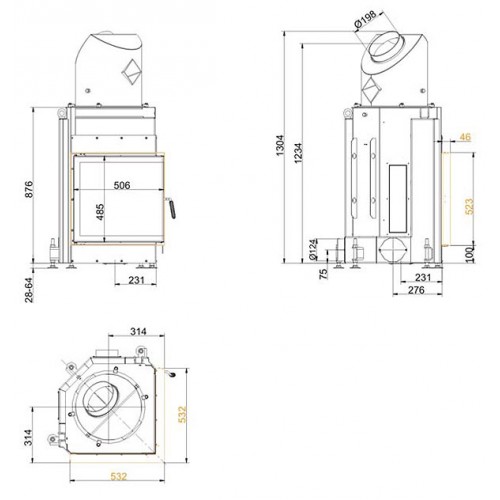 Каминная топка Brunner Eck-Kamine 51/52/52 горизонтальное открытие (без подъема)_1 Каминная топка Brunner Eck-Kamine 51/52/52 горизонтальное открытие (без подъема)_1