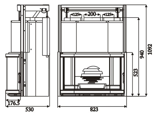 Каминная топка Laudel Prismatique 850 Relevable с конвектором (призматик контргруз)_1 Каминная топка Laudel Prismatique 850 Relevable с конвектором (призматик контргруз)_1
