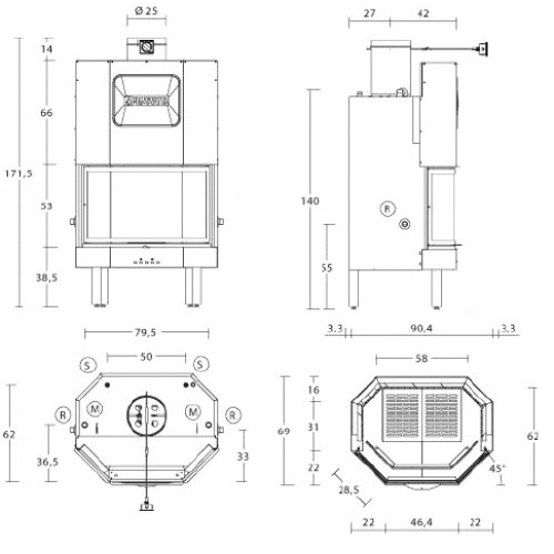 Каминная топка Piazzetta MT 370_3 Каминная топка Piazzetta MT 370_3