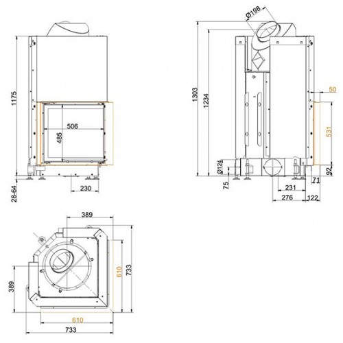 Каминная топка Brunner Eck-Kamine 51/52/52 вертикальное открытие (с подъемом)_2 Каминная топка Brunner Eck-Kamine 51/52/52 вертикальное открытие (с подъемом)_2