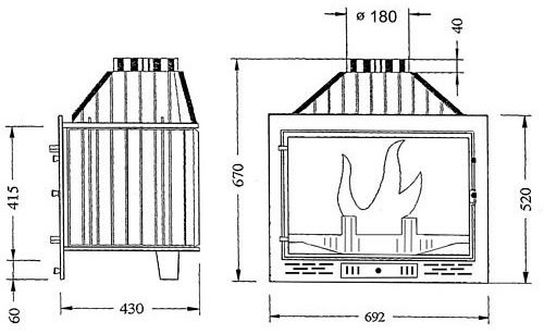 Каминная топка Ferlux C-20 с шибером_2 Каминная топка Ferlux C-20 с шибером_2