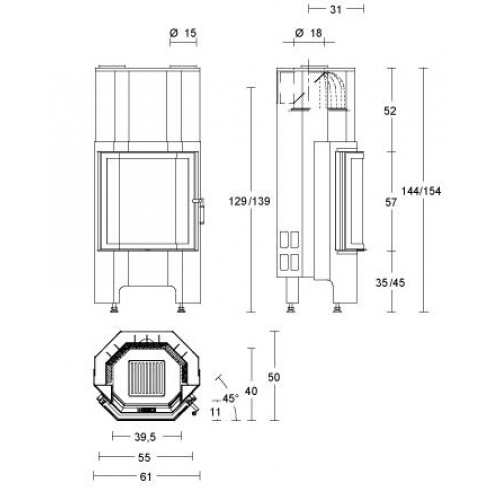 Каминная топка Piazzetta 555 E A_2 Каминная топка Piazzetta 555 E A_2