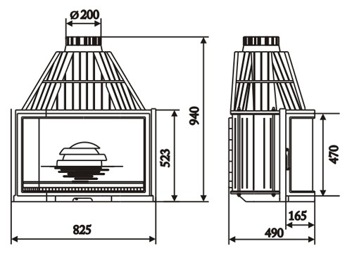 Каминная топка Laudel 850 призма правосторонняя (призматик)_1 Каминная топка Laudel 850 призма правосторонняя (призматик)_1