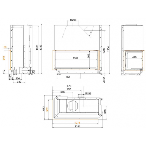 Каминная топка Brunner Architecture-Eck 53/121/50 с левым углом_2 Каминная топка Brunner Architecture-Eck 53/121/50 с левым углом_2