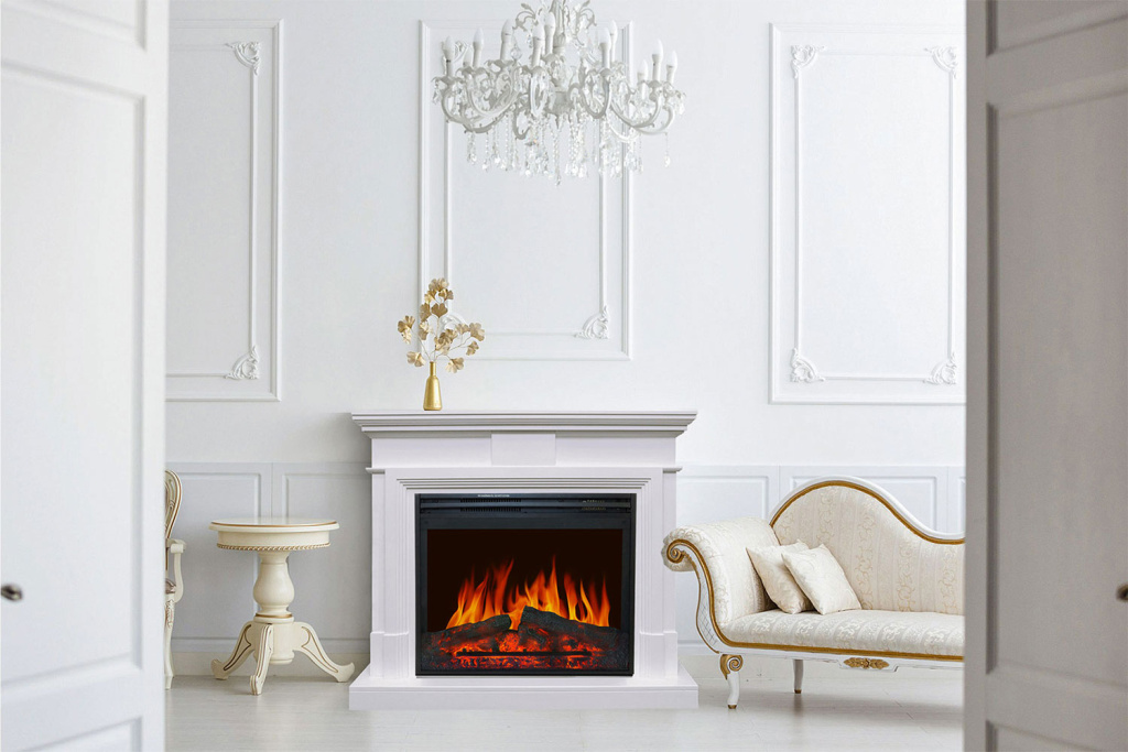 Электрокамин в интерьере гостиной комнаты