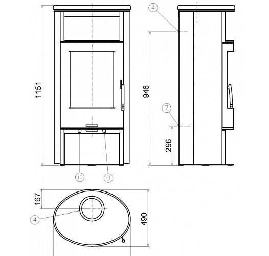 Печь-камин Island 7 Аква с теплообменником, песчаник_1 Печь-камин Island 7 Аква с теплообменником, песчаник_1