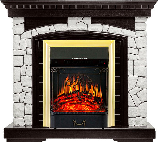 Royal Flame Glasgow очаг Majestic FX Brass темный дуб/белый_1 Royal Flame Glasgow очаг Majestic FX Brass темный дуб/белый_1