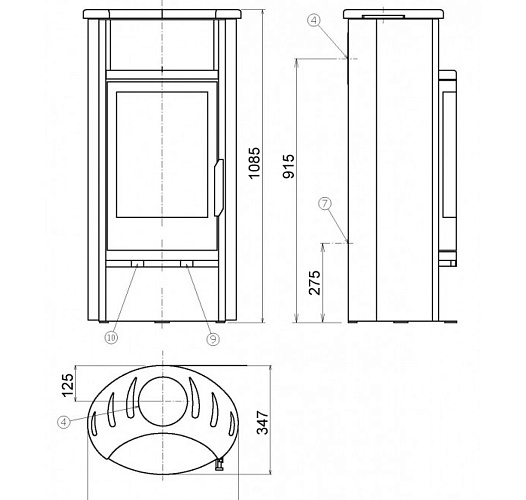 Печь-камин Pori 5 серая сталь_1 Печь-камин Pori 5 серая сталь_1