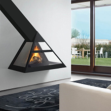 Камин Admeto, фронтальный, подвесной, с накл. трубой влево, черный (Traforart) Камин Admeto, фронтальный, подвесной, с накл. трубой влево, черный (Traforart)