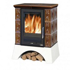 Кафельная печь Helvetia KP белый цоколь, вставка комбо коричневая, с теплообменником Кафельная печь Helvetia KP белый цоколь, вставка комбо коричневая, с теплообменником