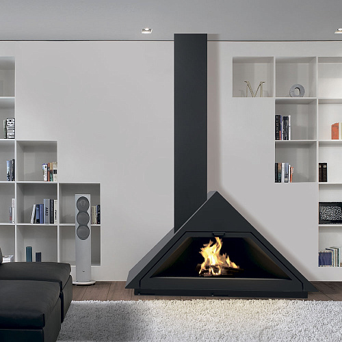 Камин Madrid, вертикальная труба слева, черный (Traforart)_0 Камин Madrid, вертикальная труба слева, черный (Traforart)_0