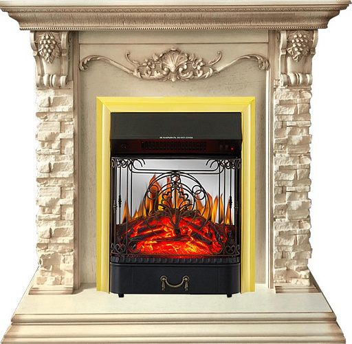 Royal Flame Adriana с очагом Majestic FX M Brass слоновая кость_0 Royal Flame Adriana с очагом Majestic FX M Brass слоновая кость_0