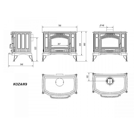 Печь-камин (буржуйка) Koza/K9_2 Печь-камин (буржуйка) Koza/K9_2