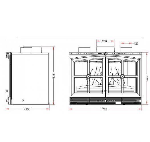 Каминная топка Invicta insert 800 double porte turbo_1 Каминная топка Invicta insert 800 double porte turbo_1