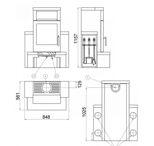 Печь-камин Hamar кафель бордо_1 Печь-камин Hamar кафель бордо_1
