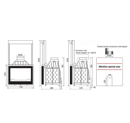 Каминная топка Seguin prestige pano 7 evolution plus - black line (с серыми кирпичами и двойной подачей воздуха)_3 Каминная топка Seguin prestige pano 7 evolution plus - black line (с серыми кирпичами и двойной подачей воздуха)_3
