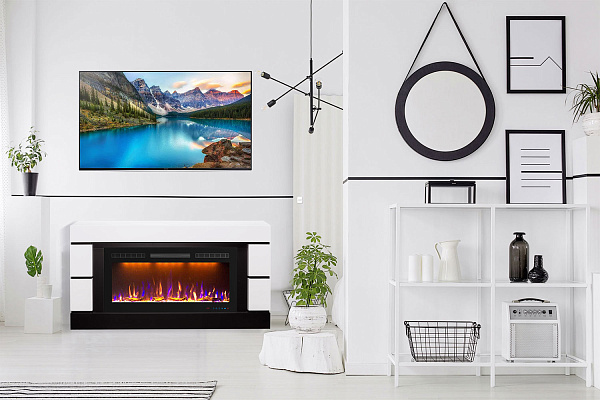 Royal Flame Modern очаг Vision 42 LED белый с черным_4 Royal Flame Modern очаг Vision 42 LED белый с черным_4