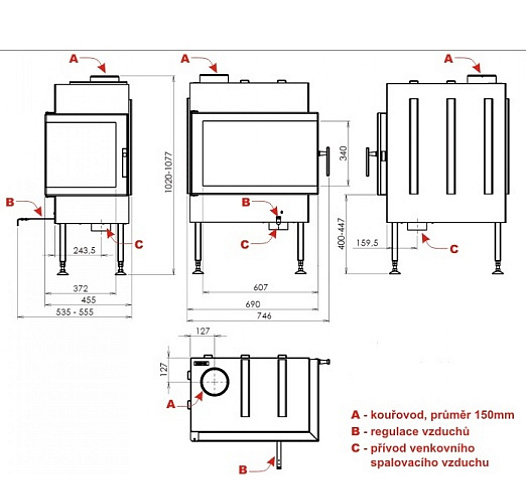 Каминная топка Cardiff L угловое стекло слева_1 Каминная топка Cardiff L угловое стекло слева_1