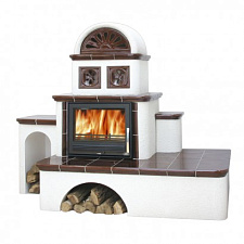 Кафельная печь Oxford с теплообменником, коричневая L/R Кафельная печь Oxford с теплообменником, коричневая L/R