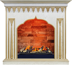 Каминокомплект Dimplex Abu-Dabi очаг Cassette 600 LNH-INT (с дровами) белый дуб/патина золото Dimplex Abu-Dabi очаг Cassette 600 LNH-INT (с дровами) белый дуб/патина золото