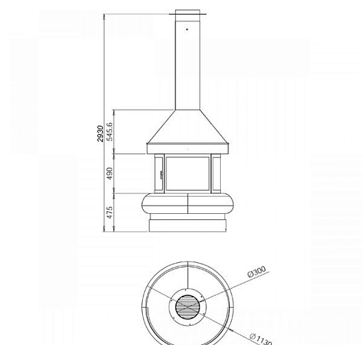Камин Zeus, центр., без стекла, черн., h2,93м (Traforart)_1 Камин Zeus, центр., без стекла, черн., h2,93м (Traforart)_1